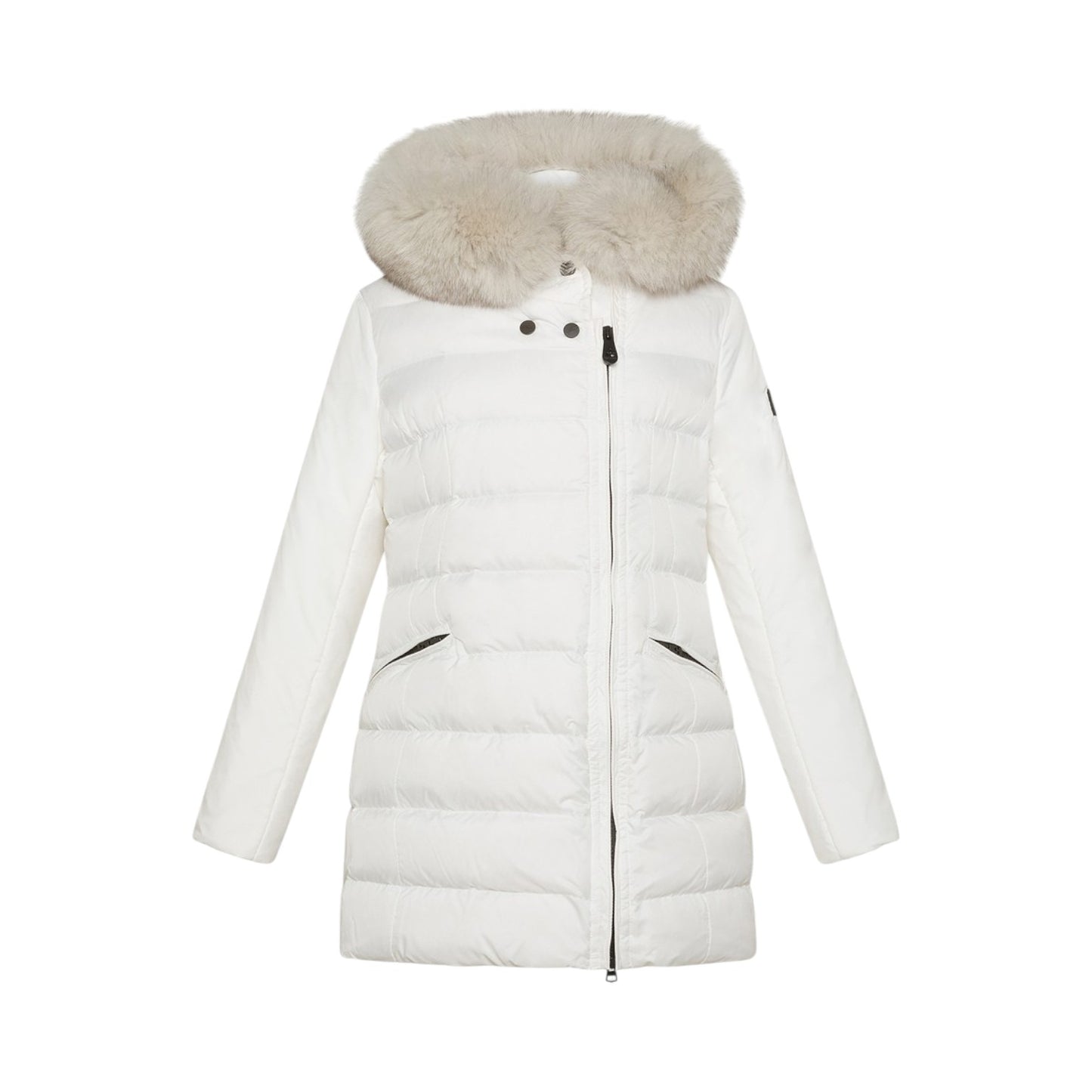 Piumino Lungo Con Zip Asimmetrica