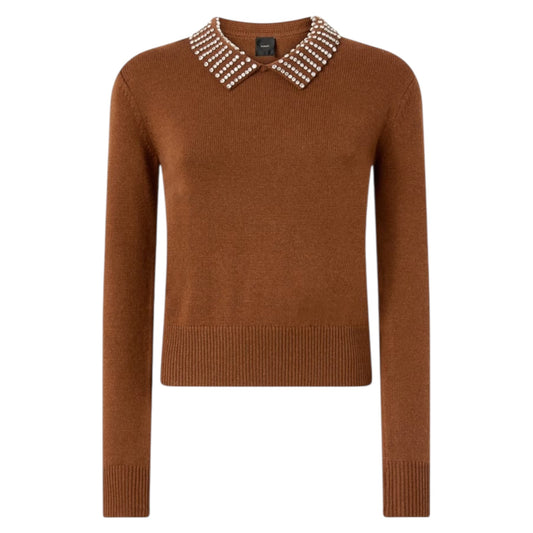 Maglia con colletto e strass