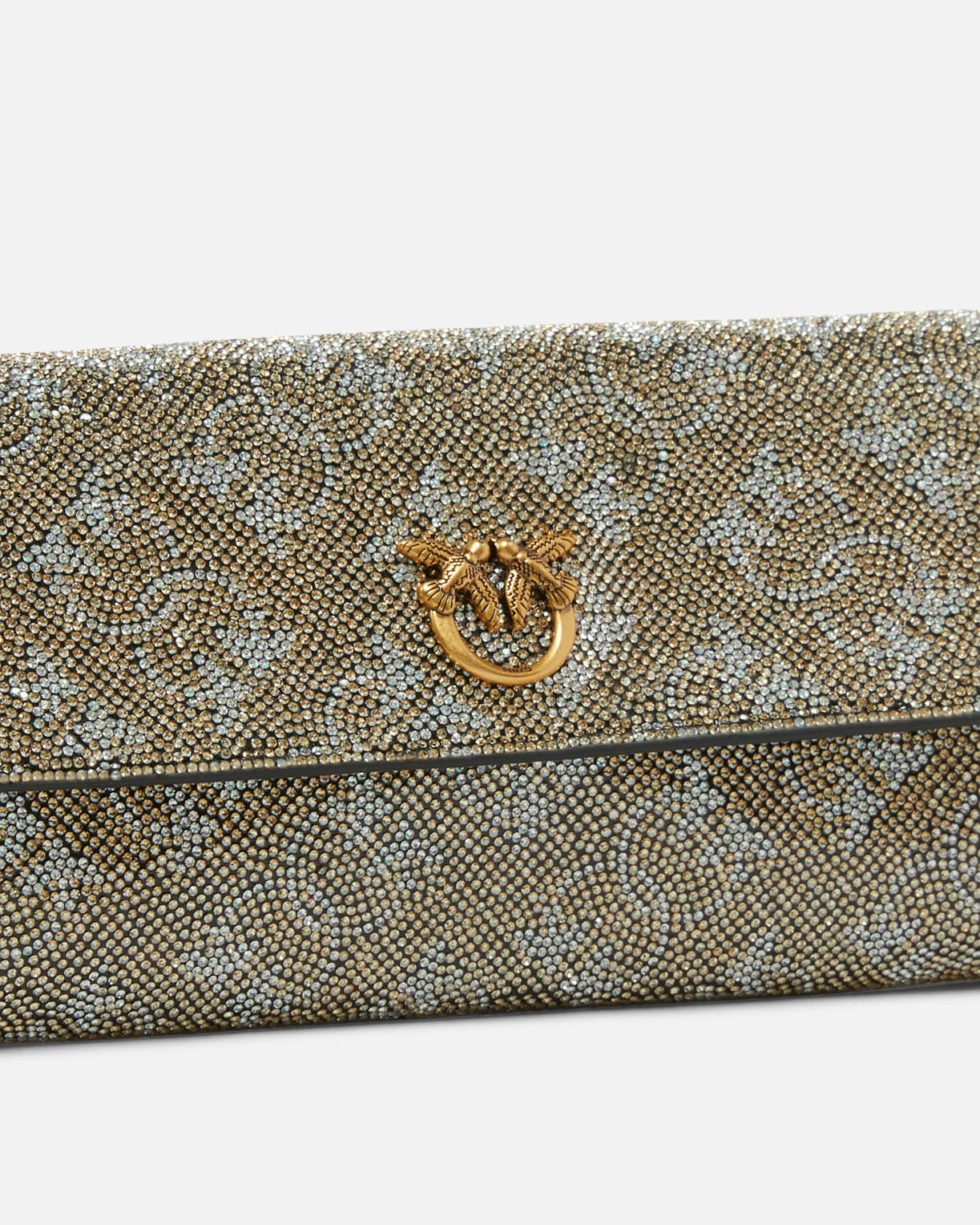 Portafoglio in pelle full strass con tracolla