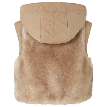 Gilet effetto pelliccia con cappuccio