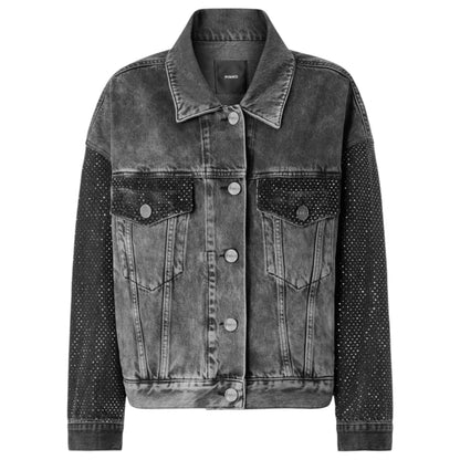 Giubbino trucker in denim con mini borchie