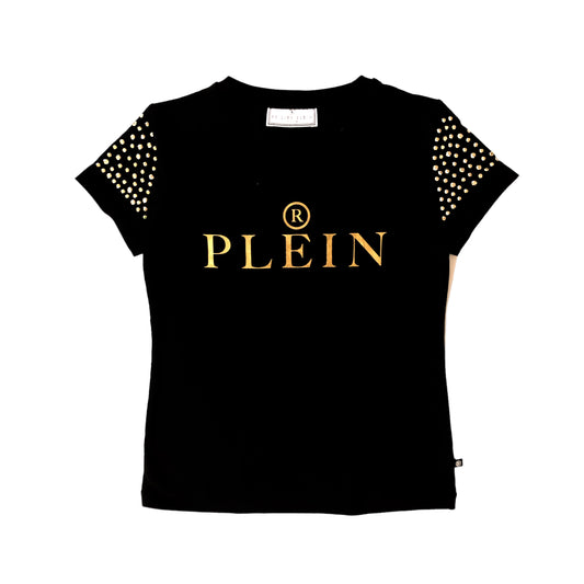T-shirt con logo dorato Plein