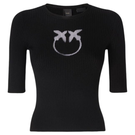 Maglia a costine logo Love Birds in trasparenza