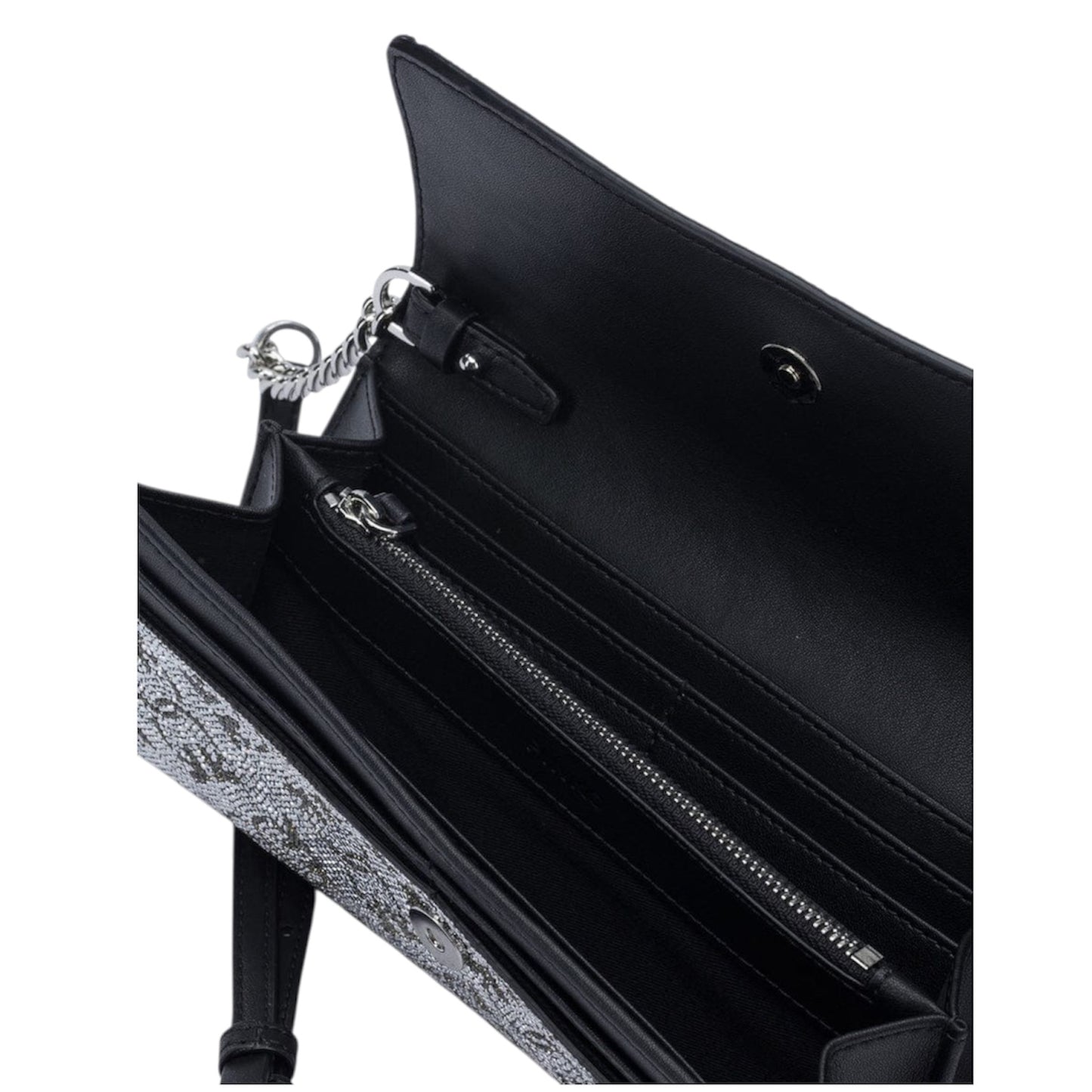 Portafoglio in pelle full strass con tracolla