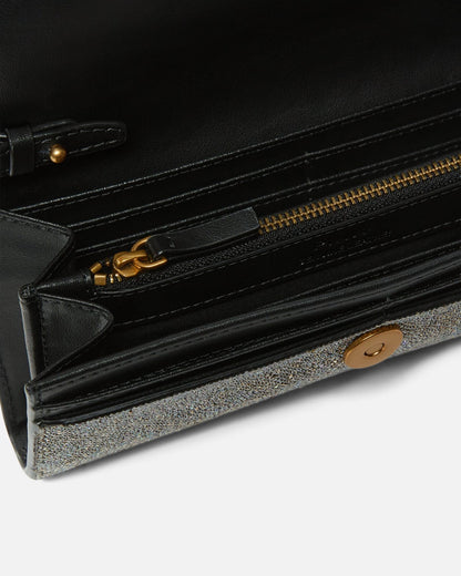 Portafoglio in pelle full strass con tracolla