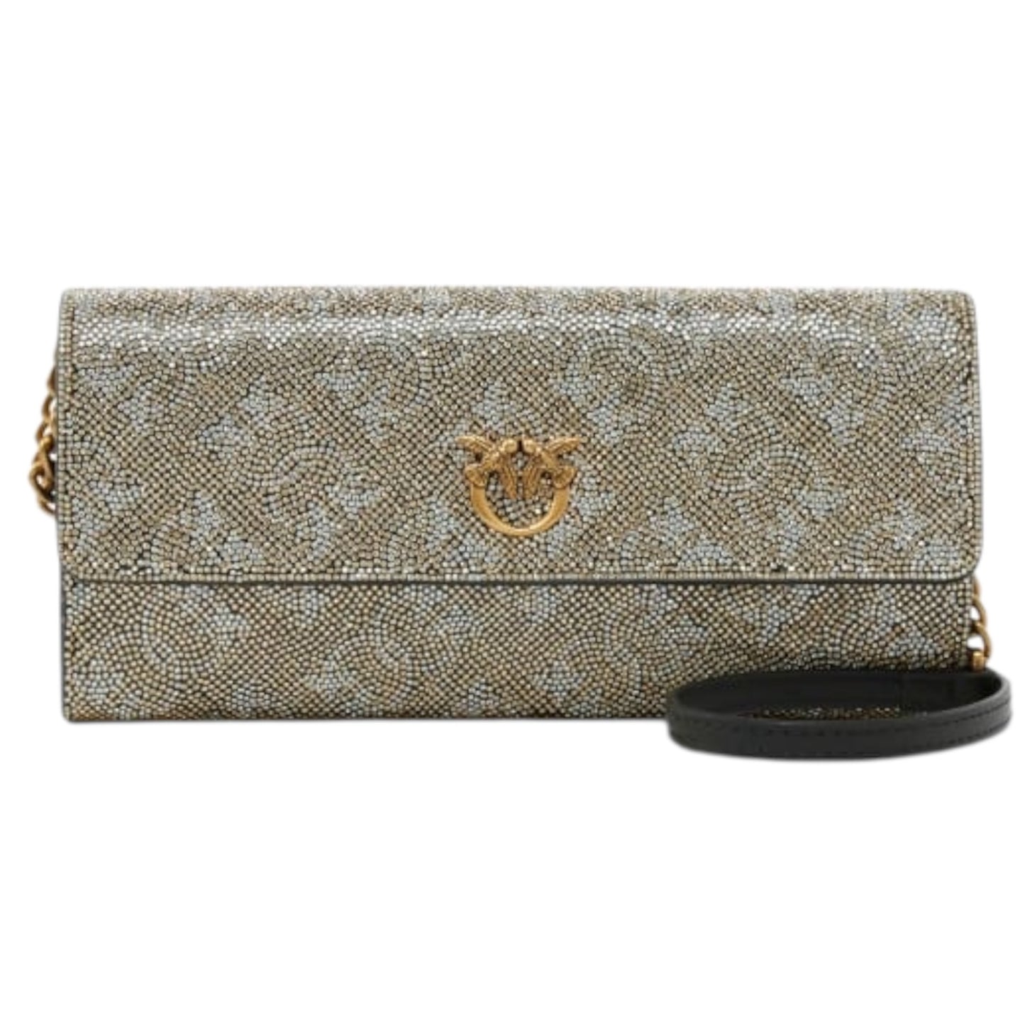 Portafoglio in pelle full strass con tracolla