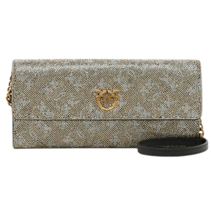 Portafoglio in pelle full strass con tracolla